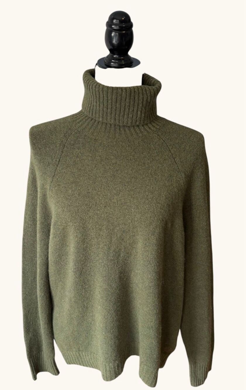 NWT J.Crew Supersoft Yarn Turtleneck Sweater Olive Green Olive L AF023 Alpaca Wo